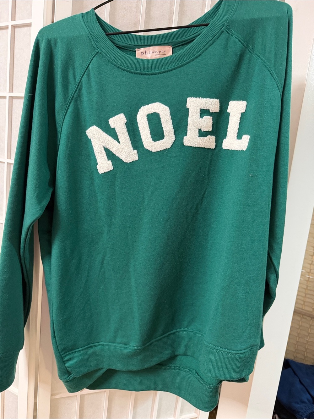 Philosophy Emerald Green NOEL Chenille Crewneck Sweater